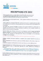 Inscription 2022