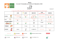 Menu du 16 au 20 Décembre 2024