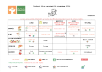 Menu du 25 au 29 Novembre 2024