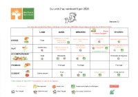 Menu du 2 au 6 Juin