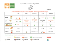 Menu du 23 au 27 Juin