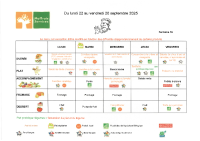 Menu du 22 au 26 Septembre 2025