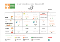 Menu du 15 au 19 Décembre 2025