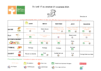 Menu du 17 au 21 Novembre 2025