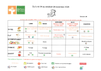 Menu du 24 au 28 Novembre 2025