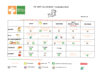 Menu du 3 au 7 Novembre 2025