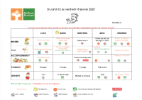 Menu du 12 au 16 Janvier 2026