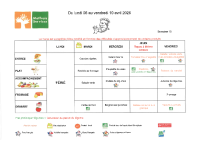 Menu du 06 au 10 Avril 2026