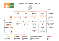 Menu du 30 Mars au 03 Avril 2026